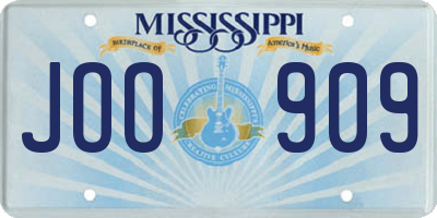 MS license plate JOO909
