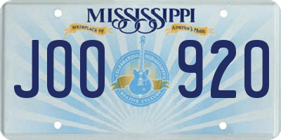 MS license plate JOO920