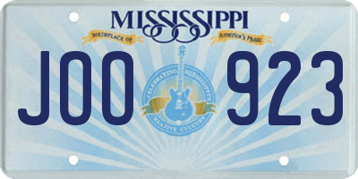 MS license plate JOO923