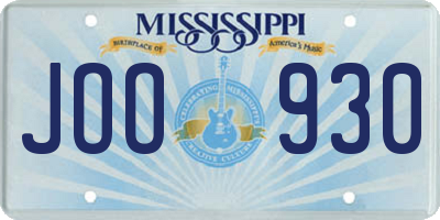 MS license plate JOO930