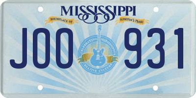 MS license plate JOO931