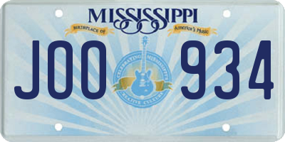 MS license plate JOO934