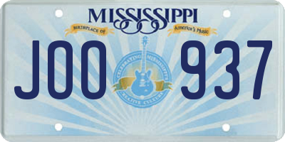 MS license plate JOO937