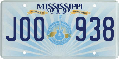 MS license plate JOO938