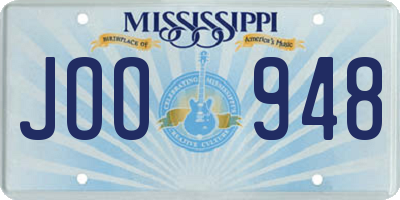 MS license plate JOO948