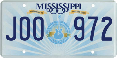 MS license plate JOO972