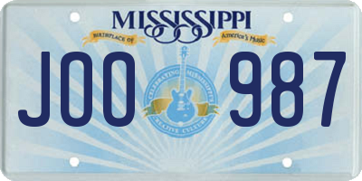 MS license plate JOO987