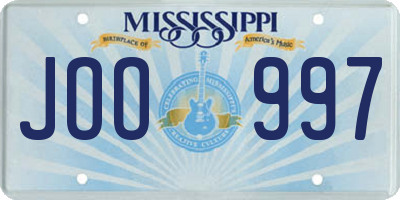 MS license plate JOO997
