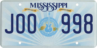 MS license plate JOO998