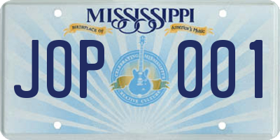 MS license plate JOP001