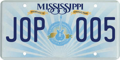 MS license plate JOP005