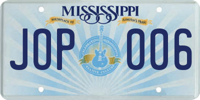 MS license plate JOP006