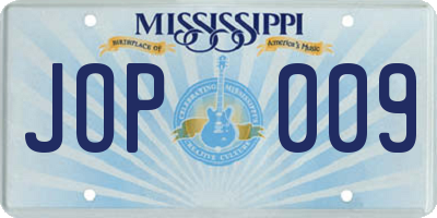 MS license plate JOP009