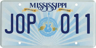 MS license plate JOP011