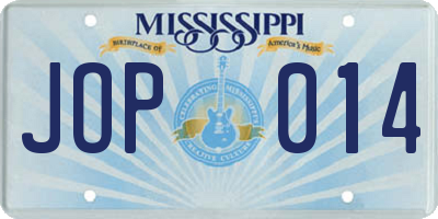 MS license plate JOP014