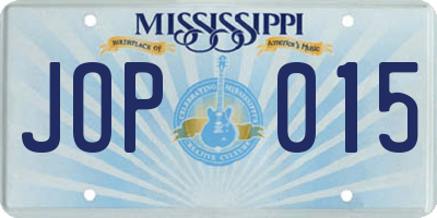 MS license plate JOP015