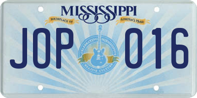 MS license plate JOP016