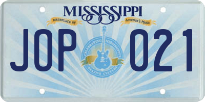 MS license plate JOP021