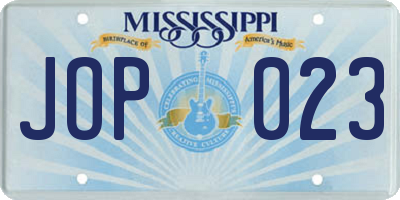 MS license plate JOP023