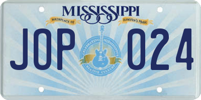 MS license plate JOP024