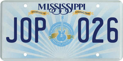MS license plate JOP026
