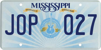 MS license plate JOP027