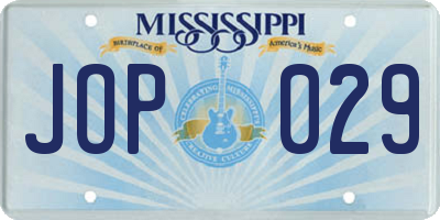 MS license plate JOP029