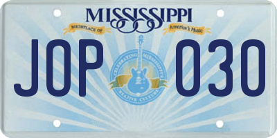 MS license plate JOP030