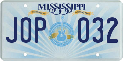 MS license plate JOP032