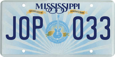MS license plate JOP033