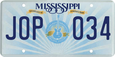 MS license plate JOP034