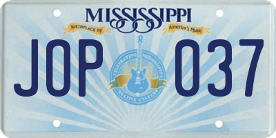 MS license plate JOP037