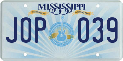 MS license plate JOP039