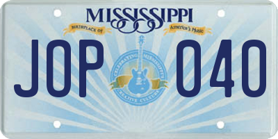 MS license plate JOP040
