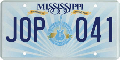 MS license plate JOP041