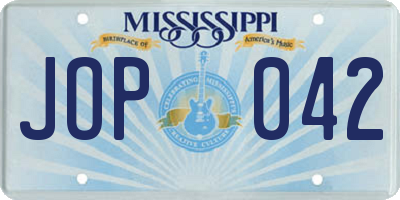 MS license plate JOP042