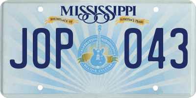 MS license plate JOP043