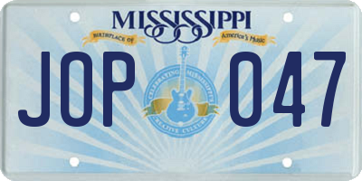 MS license plate JOP047