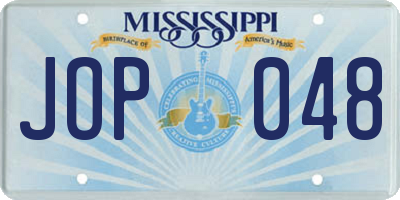 MS license plate JOP048
