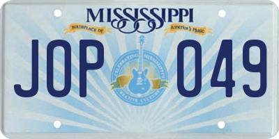 MS license plate JOP049