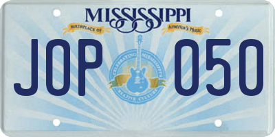MS license plate JOP050