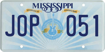 MS license plate JOP051