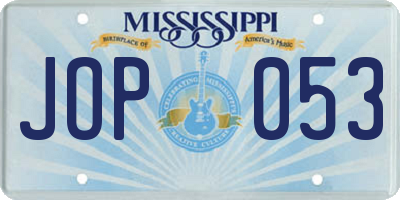 MS license plate JOP053
