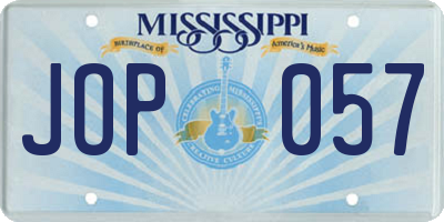 MS license plate JOP057