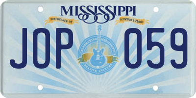 MS license plate JOP059