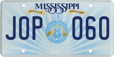 MS license plate JOP060