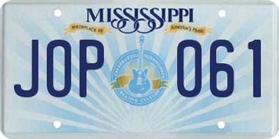 MS license plate JOP061