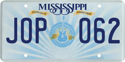 MS license plate JOP062