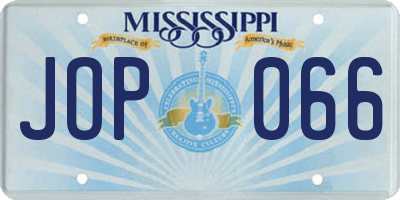 MS license plate JOP066