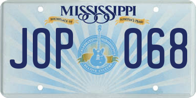 MS license plate JOP068